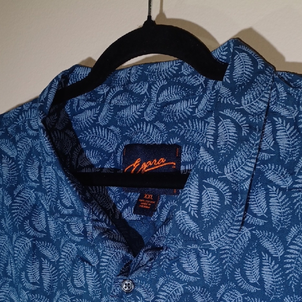 Egara Blue Casual Button Down Shirt with Paisley Design